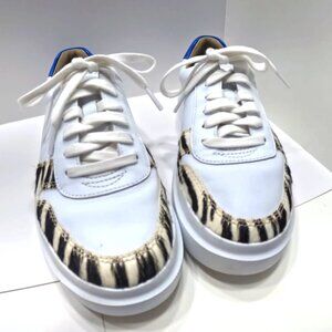 COLE HAAN WOMEN 7.5 B WHITE SNEAKER ANIMAL PRINT GRAND SERIES ATHLETIC SHOE